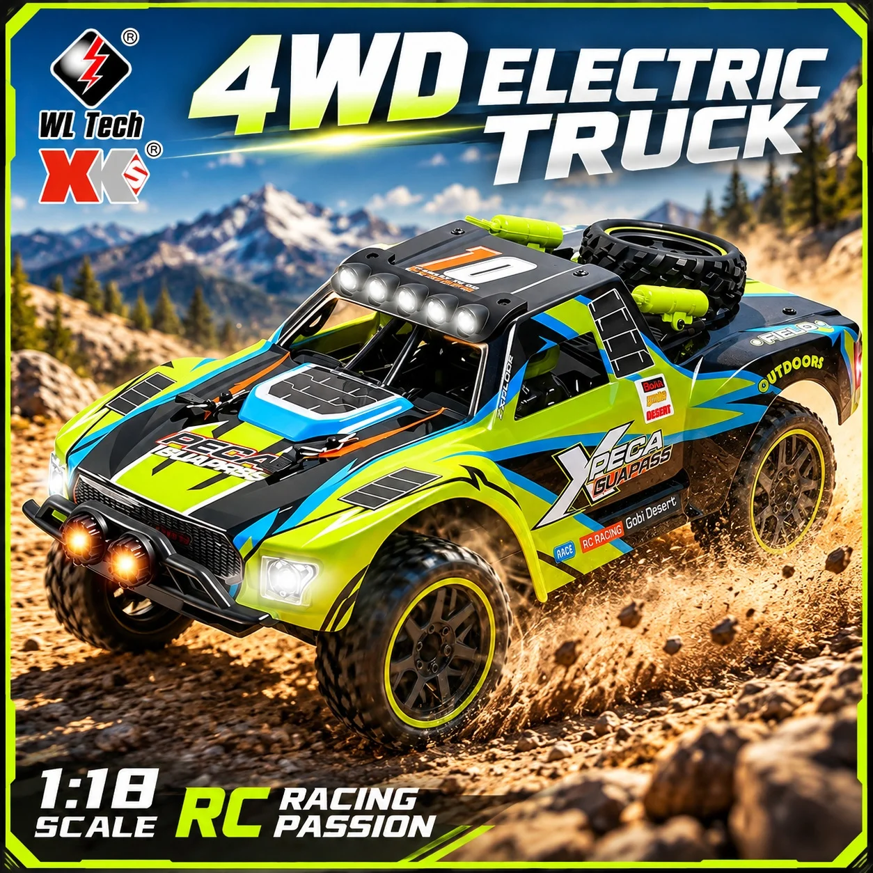 1/18 WLtoys 184017 RC Short Course Truck, 4WD Full Proportional All Terrain Electric RC Car Model Toy for Boys