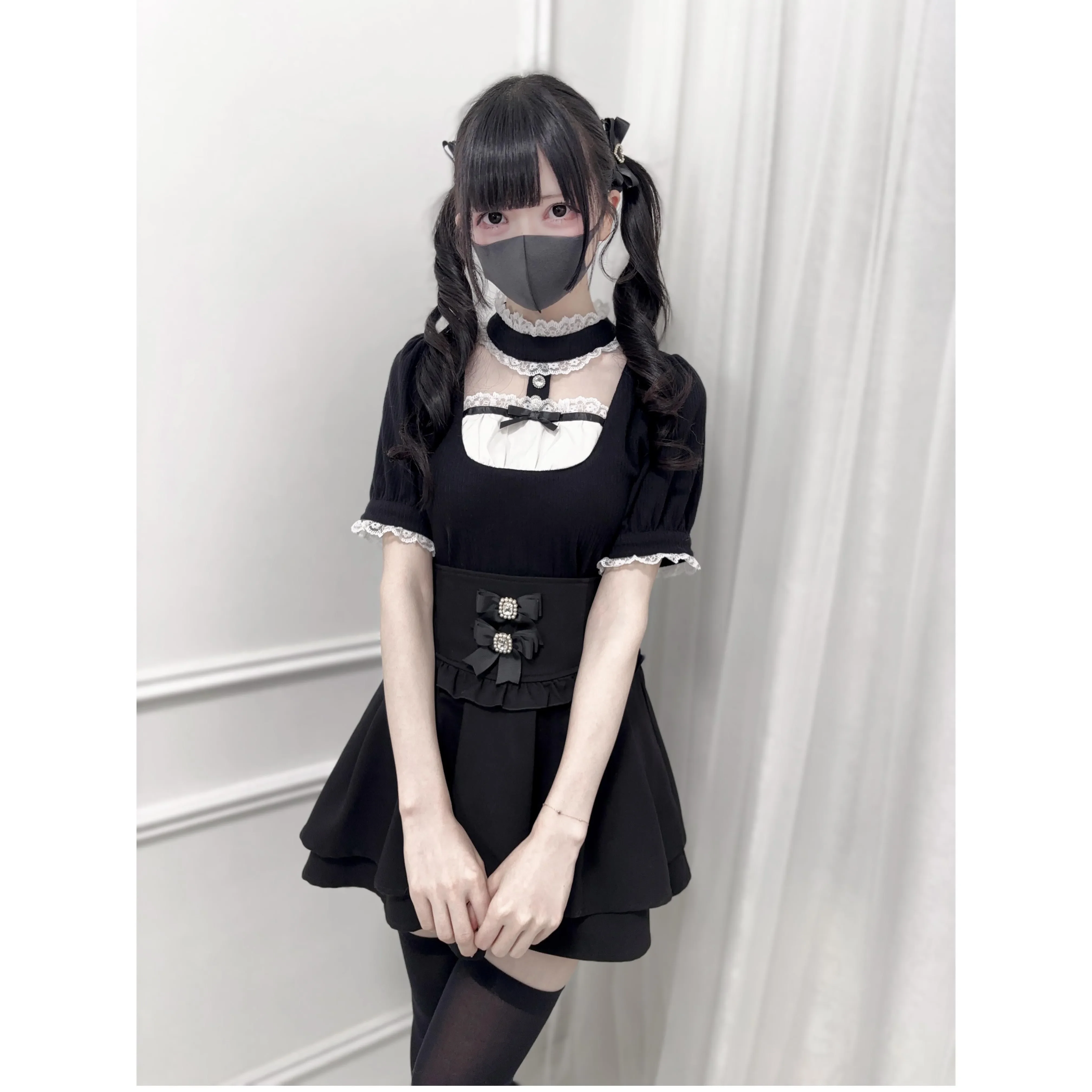 IMU Japanese Mine Mass- Production Lace Halter Short-sleeved Knit Top New Summer Women's Lolita Knit T-shirt Y2k High Waist Skir