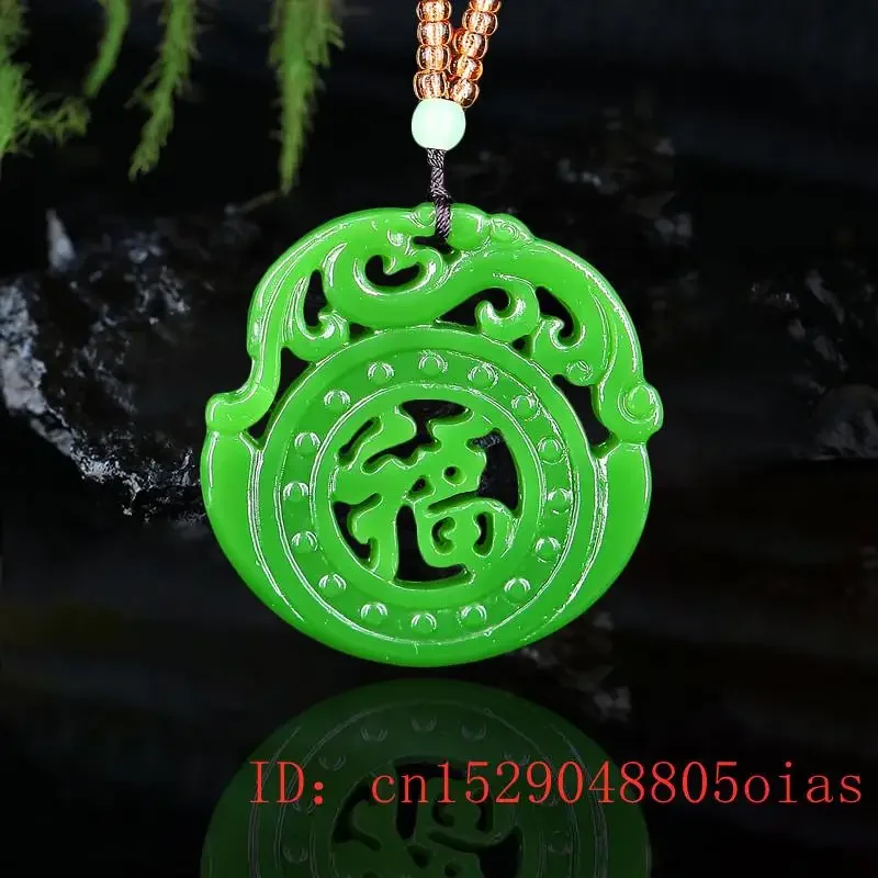 

Jade Phoenix Pendant Necklace Jadeite Carved Double sided Amulet Charm Chinese Jewelry Natural Gifts Fashion