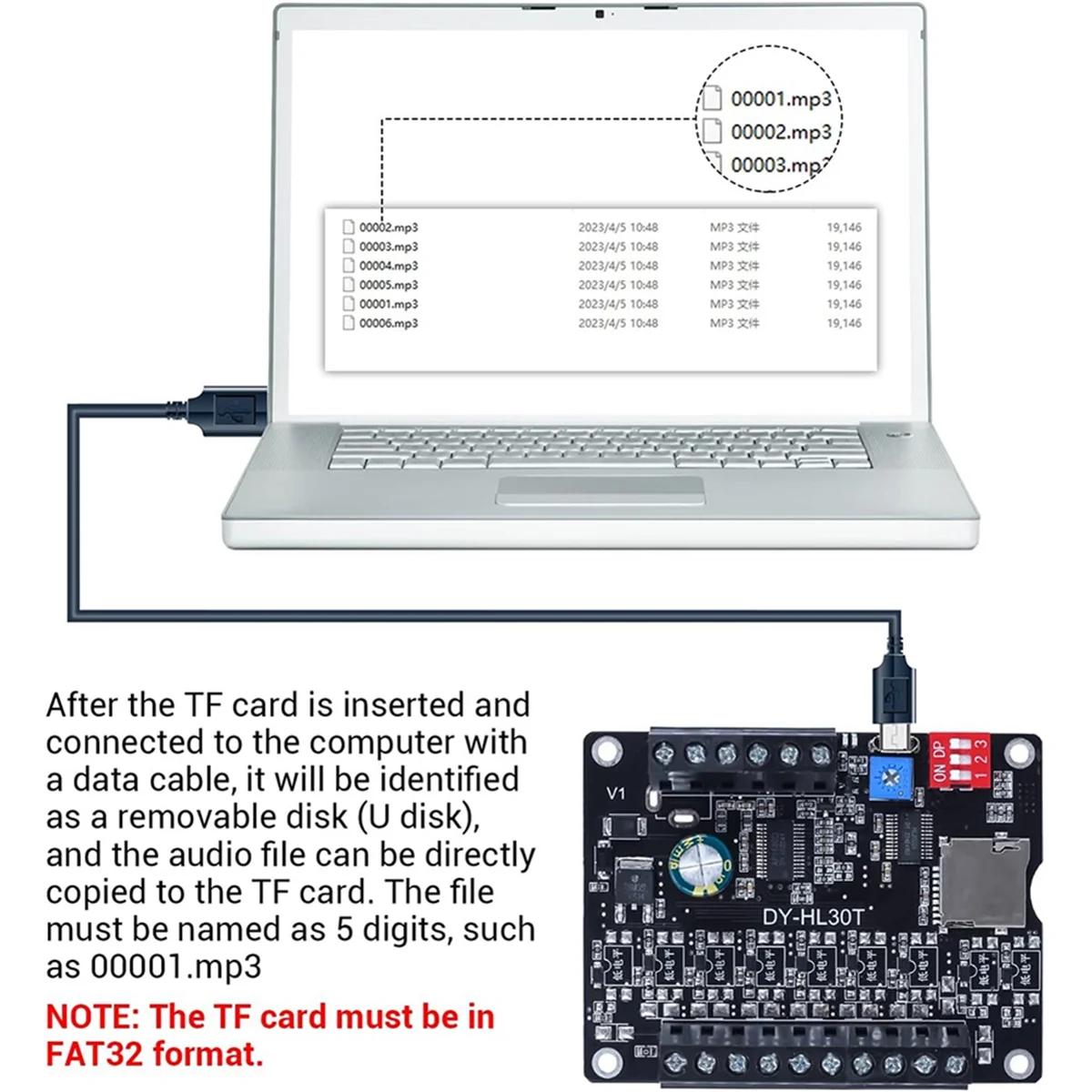 30W MP3 Voice Playback Module DY-L30T 9 Trigger Muziekspeler Eindversterker Board TF-kaart 32G Max WAV DC 12V 24V MP3 B