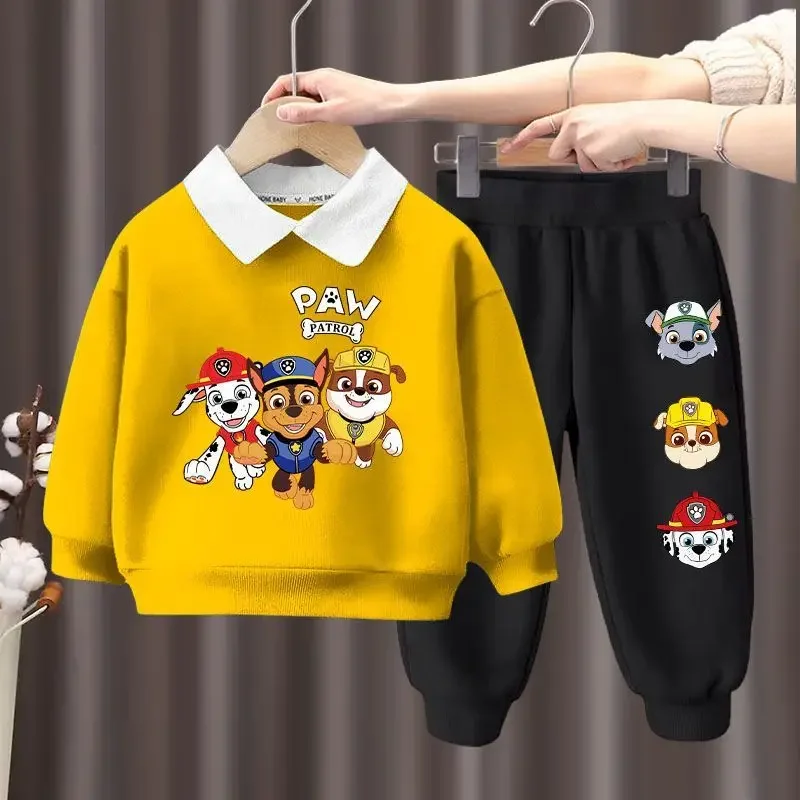 PAW Patrol Spring Autumn New Children's Clothing Sets Boys Turn Down Collar Sweatshirt and Sweatpant 2pcs Suit Kids Tracksuits