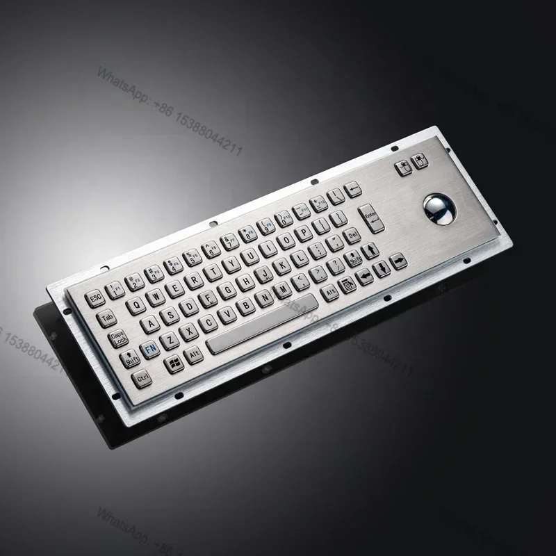 2026 2026 Hot IP65 Rugged Waterproof Metal Stainless Steel Industrial Keyboard With Trackball Mouse Keypad For Kiosk CNC Mill