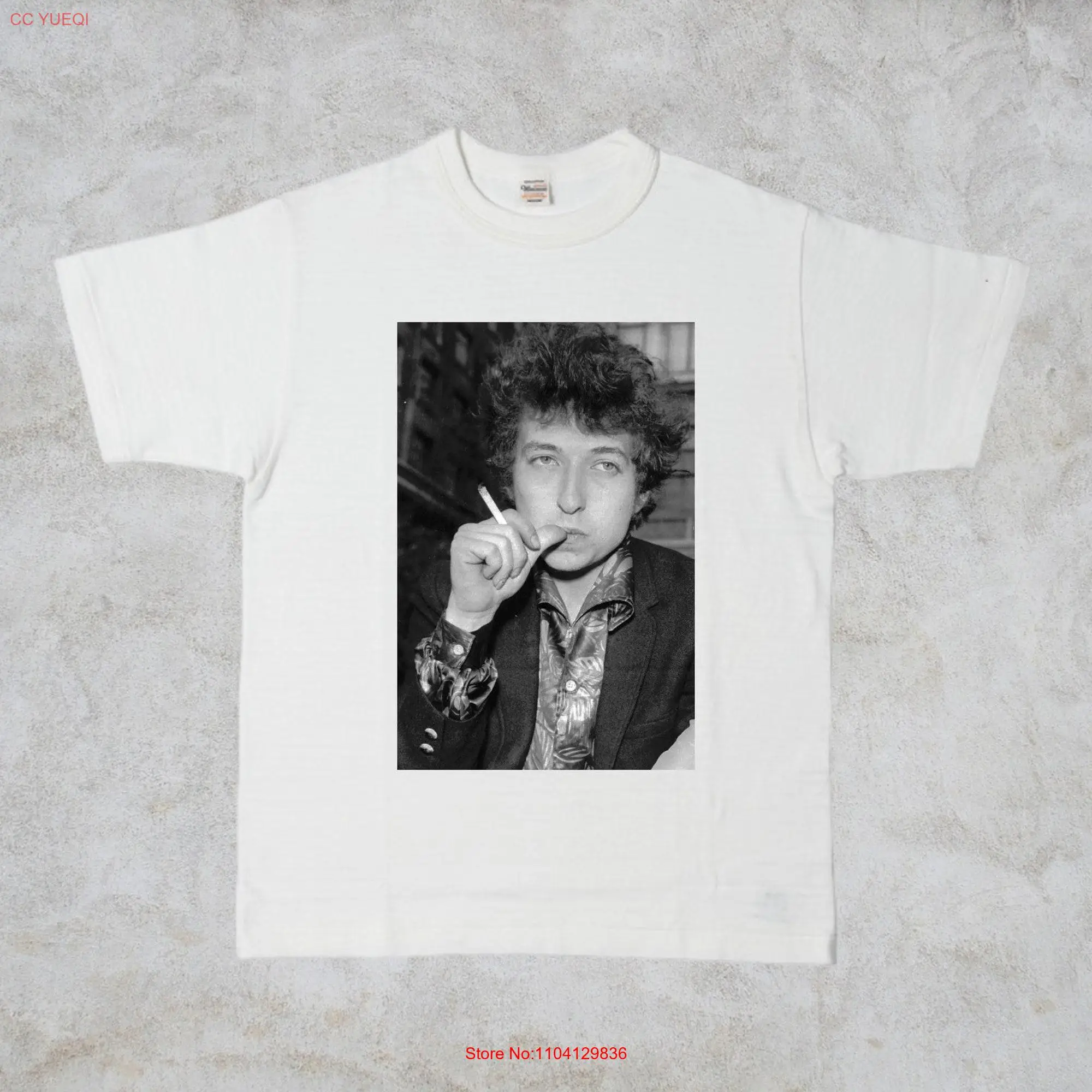 Bob Dylan Rock and Roll 60s T Shirt in White long or short sleeves