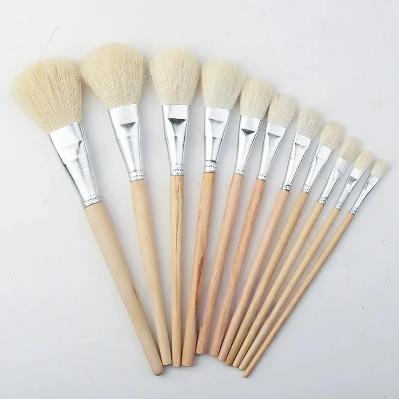 7/10/11 Pcs Professional Goat Hair Blend Mop Paint Brush Set with Fine Detail Brushes Acrylic Gouache Watercolor Oil Painting