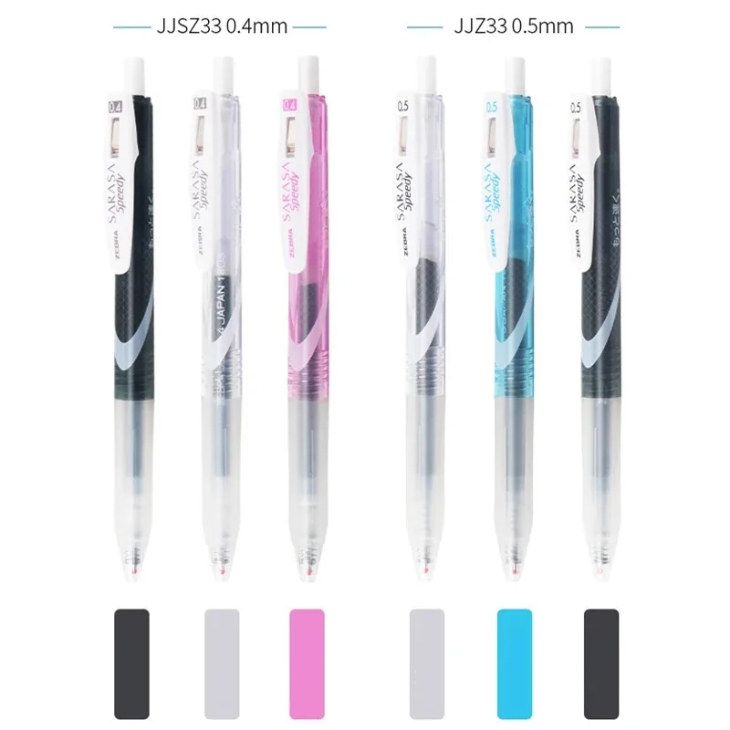 3 Stück Japan ZEBRA Gelstift 0,4/0,5 mm JJZ33 Sarasa Speedy Black Carbon Smooth Schnelltrocknend Unterschrift Kawaii Schulbedarf – Detail 6