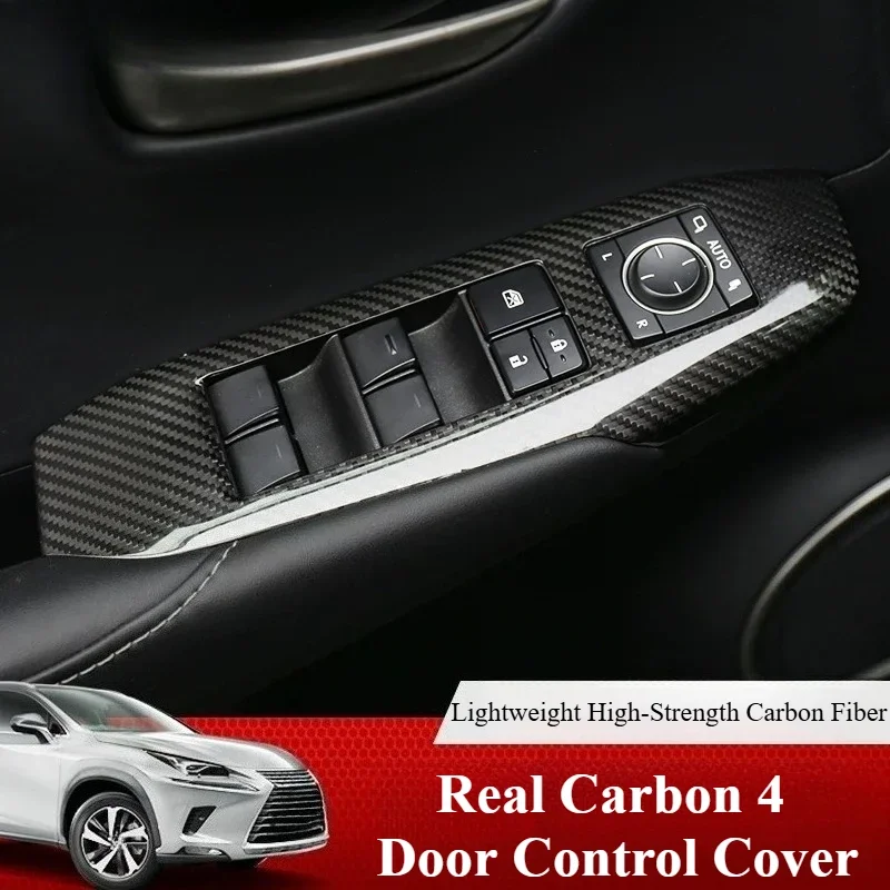 For Lexus NX200/NX300/NX200t/NX300h Real Carbon Fiber Window Lift Switch Panel Cover Custom Precise Fit Interior Mod Accessories
