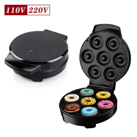 1000W Mini Donut Maker Machine Electric 110V 220V Automatic Non-Stick Doughnut Nut Cake Baking Oven 7 Holes Pot for Kids Dessert