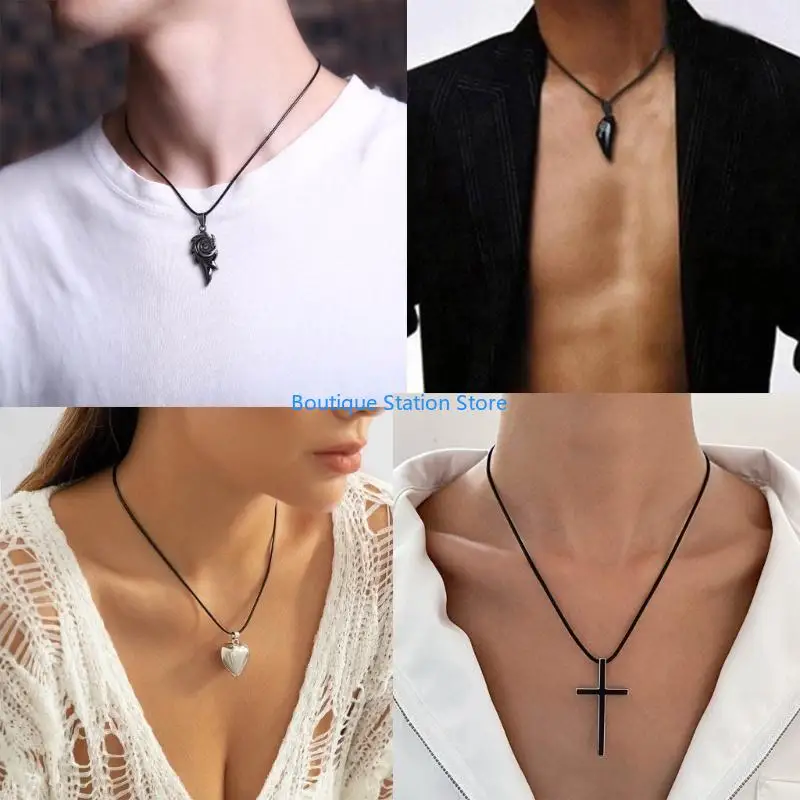 

Y55F Leathers Braided Rope Necklaces Pendant Charm Findings Stainless Steel Clasp String Cord for DIY Bracelet Jewelry Making