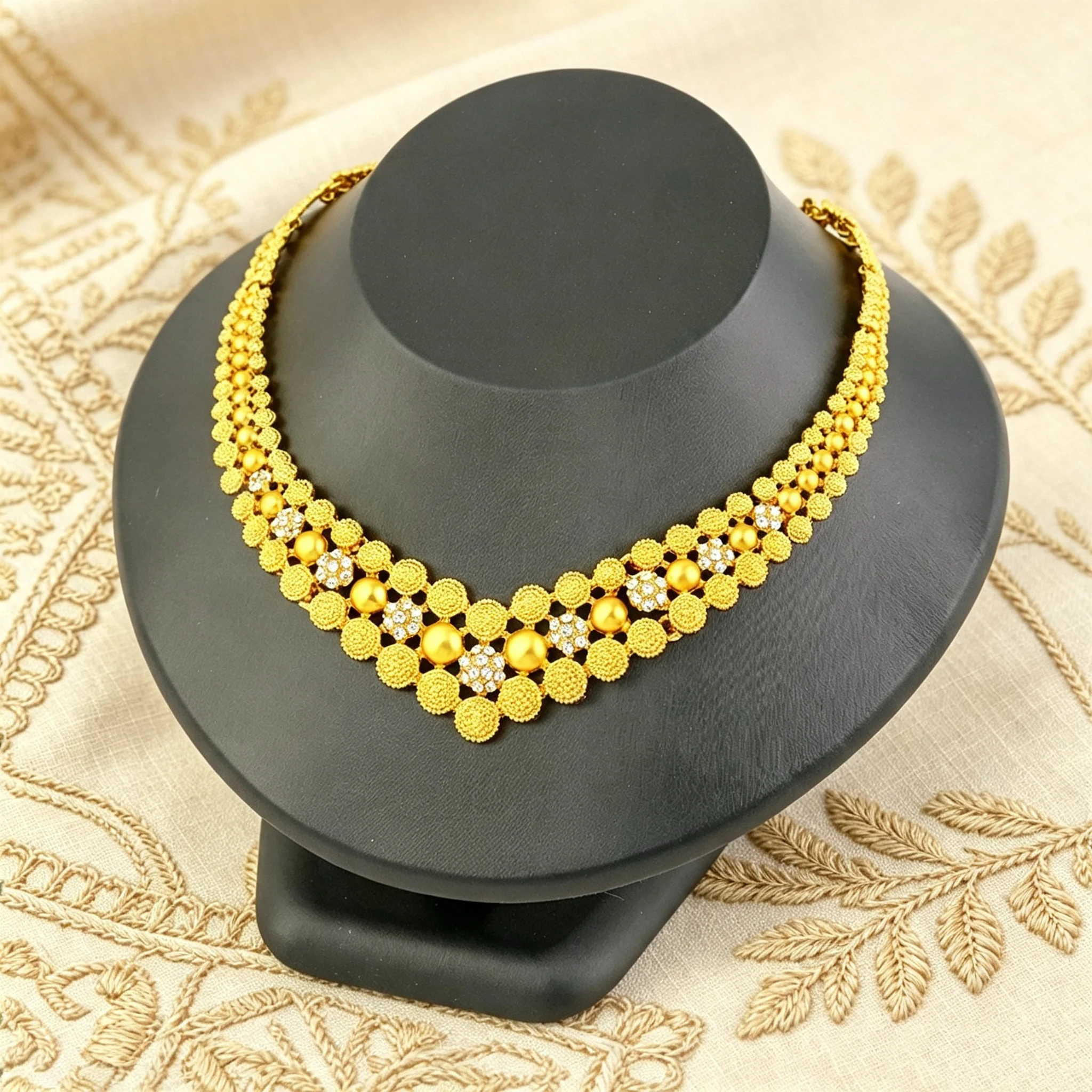 Luxury Gold Plated Rhinestone 4Pcs Jewelry Set Necklace Bracelet Earrings Ring Bridal Wedding Women Party Accessories