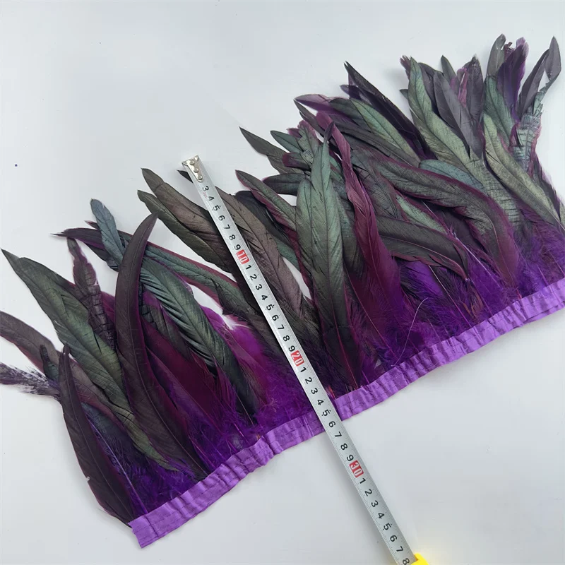 10Yard Natural Rooster Tail Feathers Trims Fringe Plumas 25-30cm Wedding Party Dress Decoration Needlework Accessories