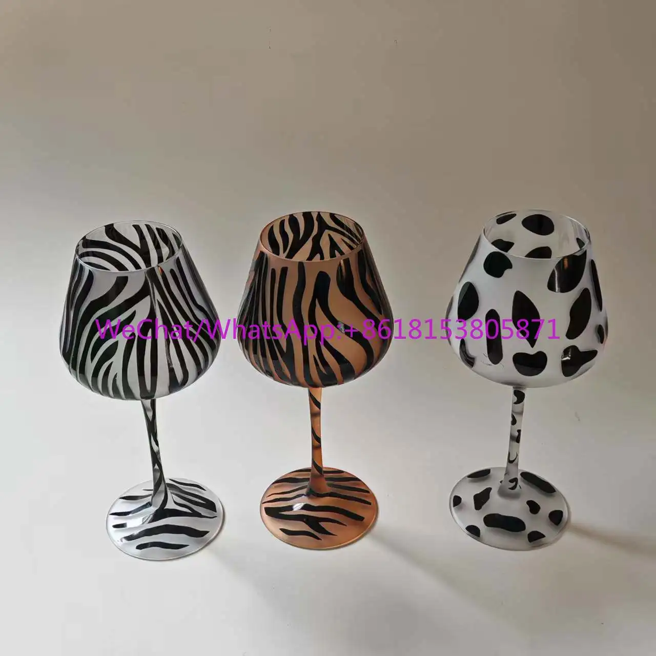 Creative painted tiger leopard print goblet household crystal glass cartoon milk cup creative