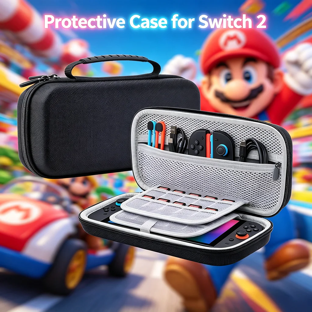 

For Switch 2 Carrying Case, NS2 Hard Shell Protective Travel Bag with 20 Game Card Slots, Large Capacity Storage for NS 2