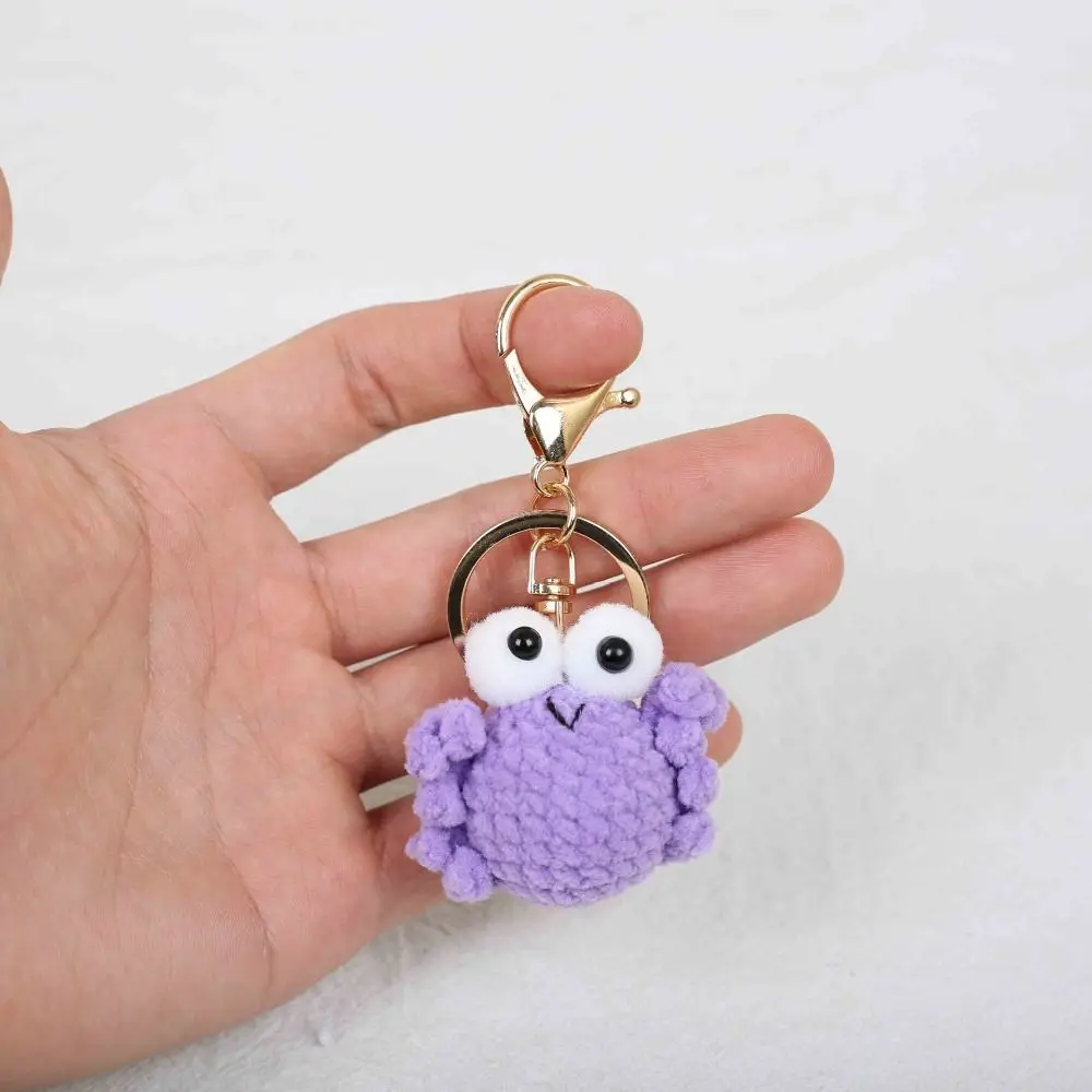 Bag Pendant Crocheted Crab Keychain Cartoon Animal Soft Wool Crochet Keyrings Cute Handmade Knitted Pendant Car Key Ring