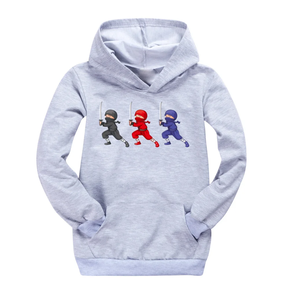 Chidren Boys NINJA KIDZ Hooded Full Sleeve Coat Tracksuit Girl Cartoon Spring Pocket Sweatshirt T-Shirt Kids Pullover Clothing