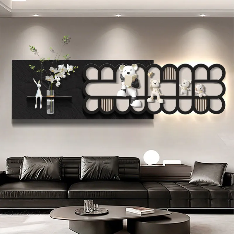 Light Luxury Violent Bear Entrance Led Decoration Painting Home Decoration Living Room Bedroom Corridor Sofa Wall Painting Light