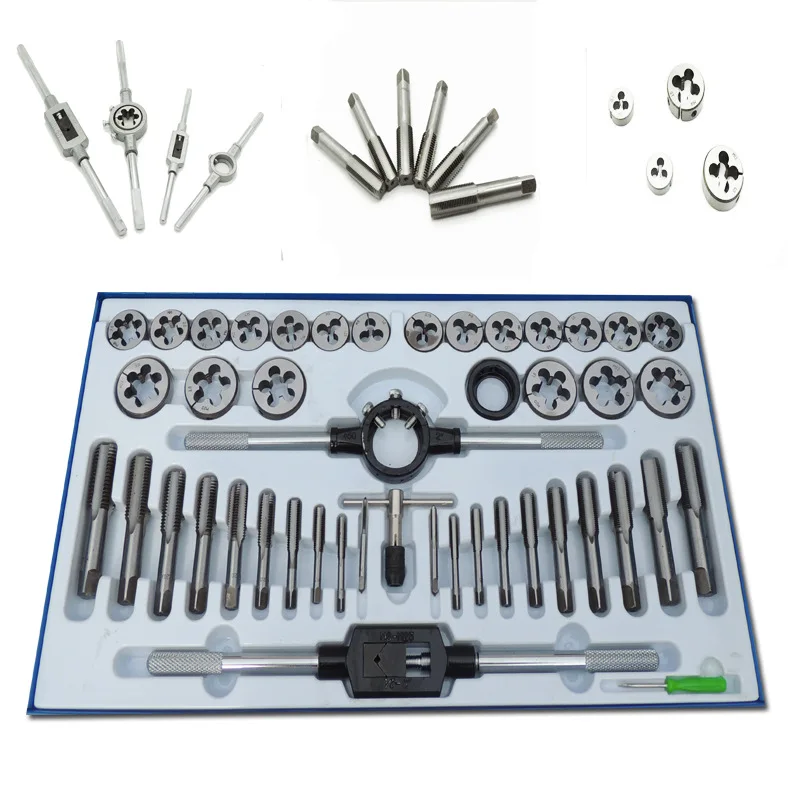 45pcs Metric Tap & Die Set Metal Box Hand Machine Thread Cutting Tool