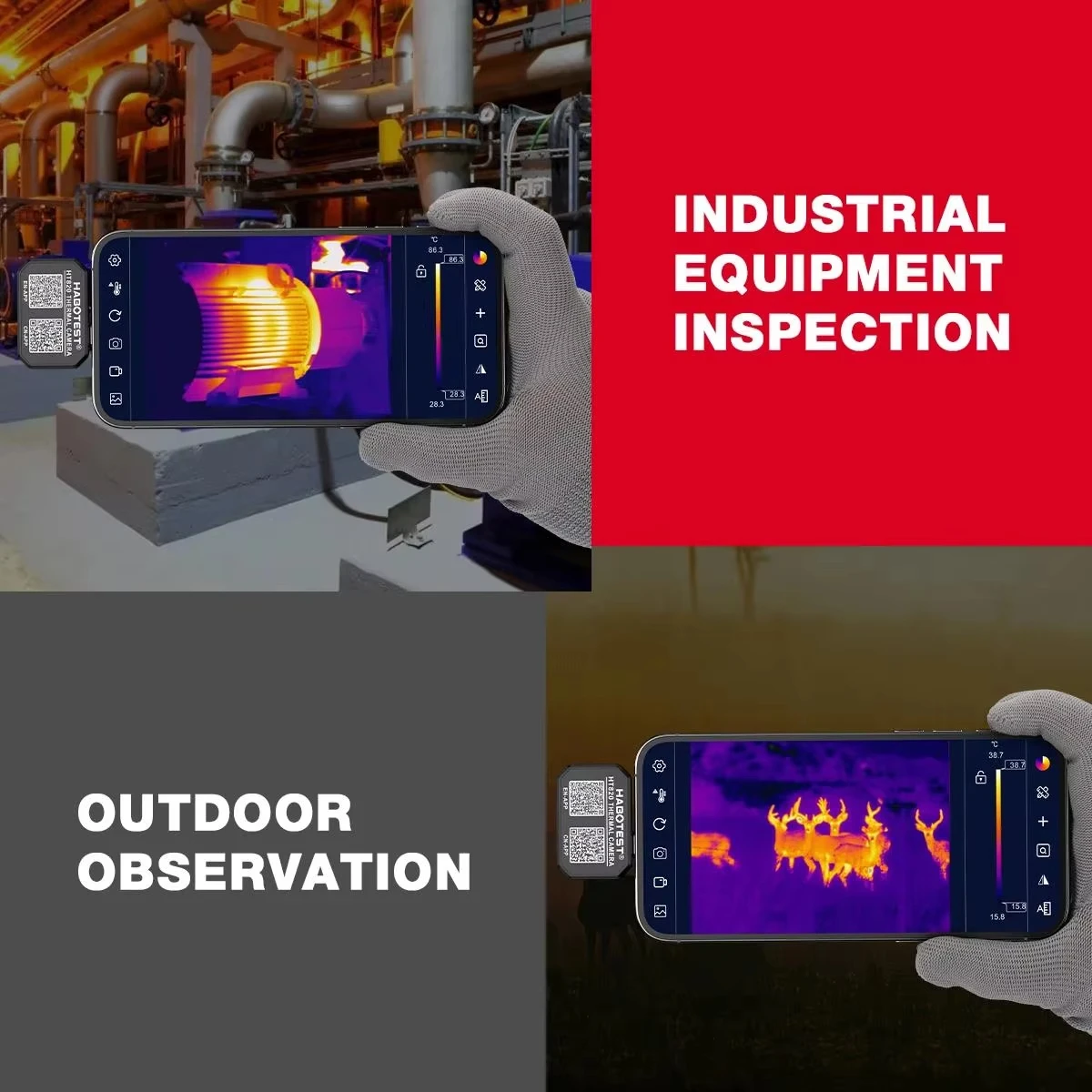 HABOTEST HT820 Thermal Camera for Android Infrared Thermal Imager Repair Thermographic Camera with High/Low Temperature Tracking