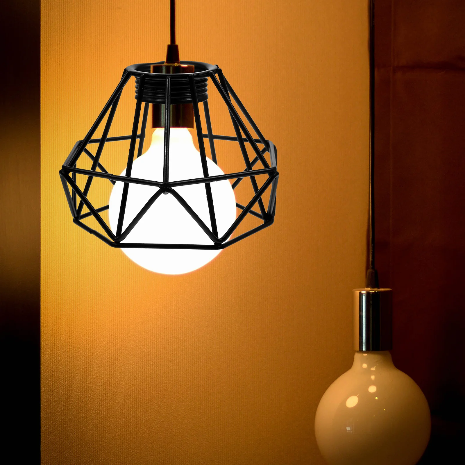 Pendant Light Diamond Lampshade Outdoor Ceiling Fan Iron Lanterns White Metal Retro Covers