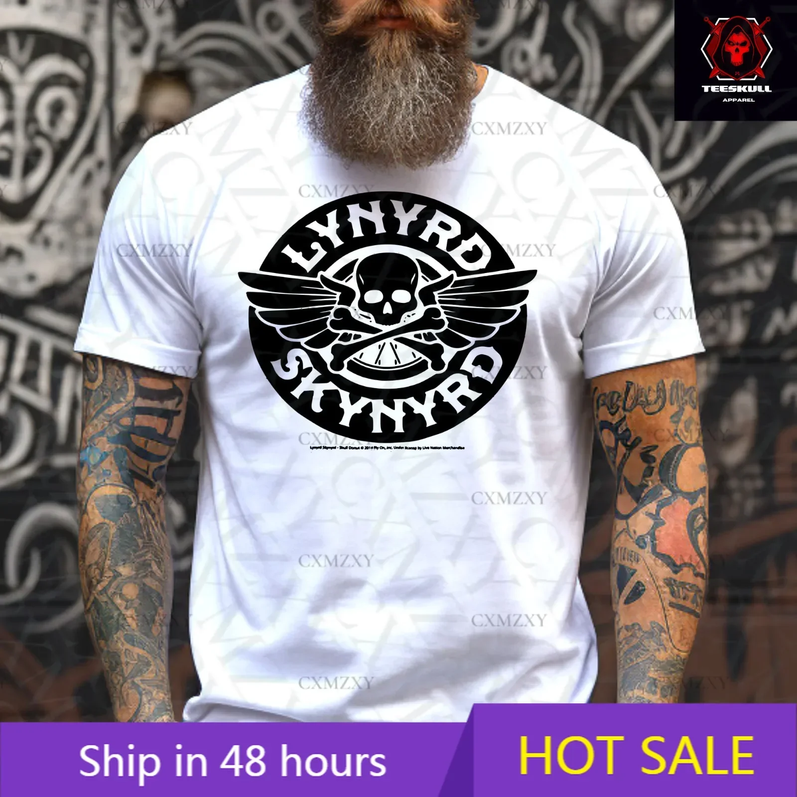 

Lyn yrd Skynyrd Skull Classic Rock Band Tee 100% Cotton Unisex T-SHIRT S-3XL