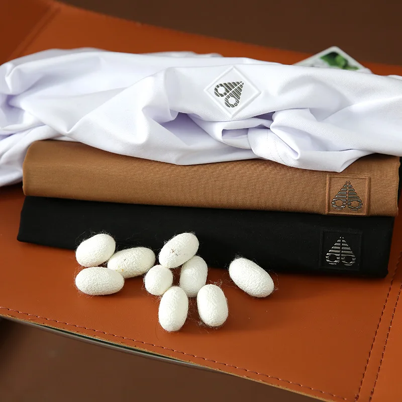 

Silk Blend ort Sve T-irt round Ne Casual Summer Faionable Men's Pure Color Top Quali Youth Stand Fit