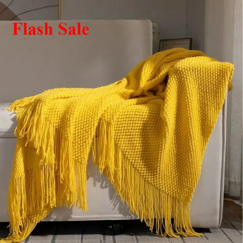 

Flash Sale 2025 new room tassel towel blanket sofa towel bedside blanket bedside flag hotel blanket