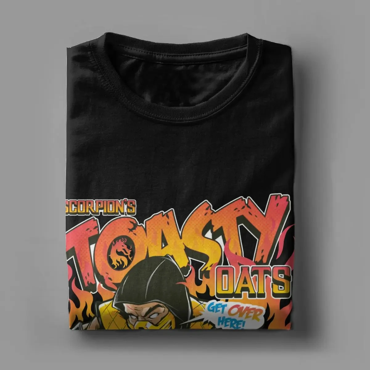 Vintage Toasty Oats T-Shirt for Men Cotton T Shirt Mortal Kombat Scorpion Mk11 Retro Arcade Game Short Sleeve Tees Gift Idea Top