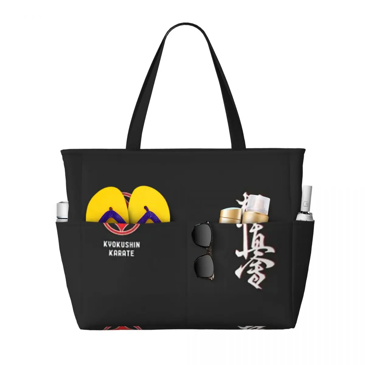 Kyokushin Karate Kanji Taijutsu Beach Tote Bag Sport Gym Yoga Duffle Large Tote Bag Women Travel Bag Fitness bag