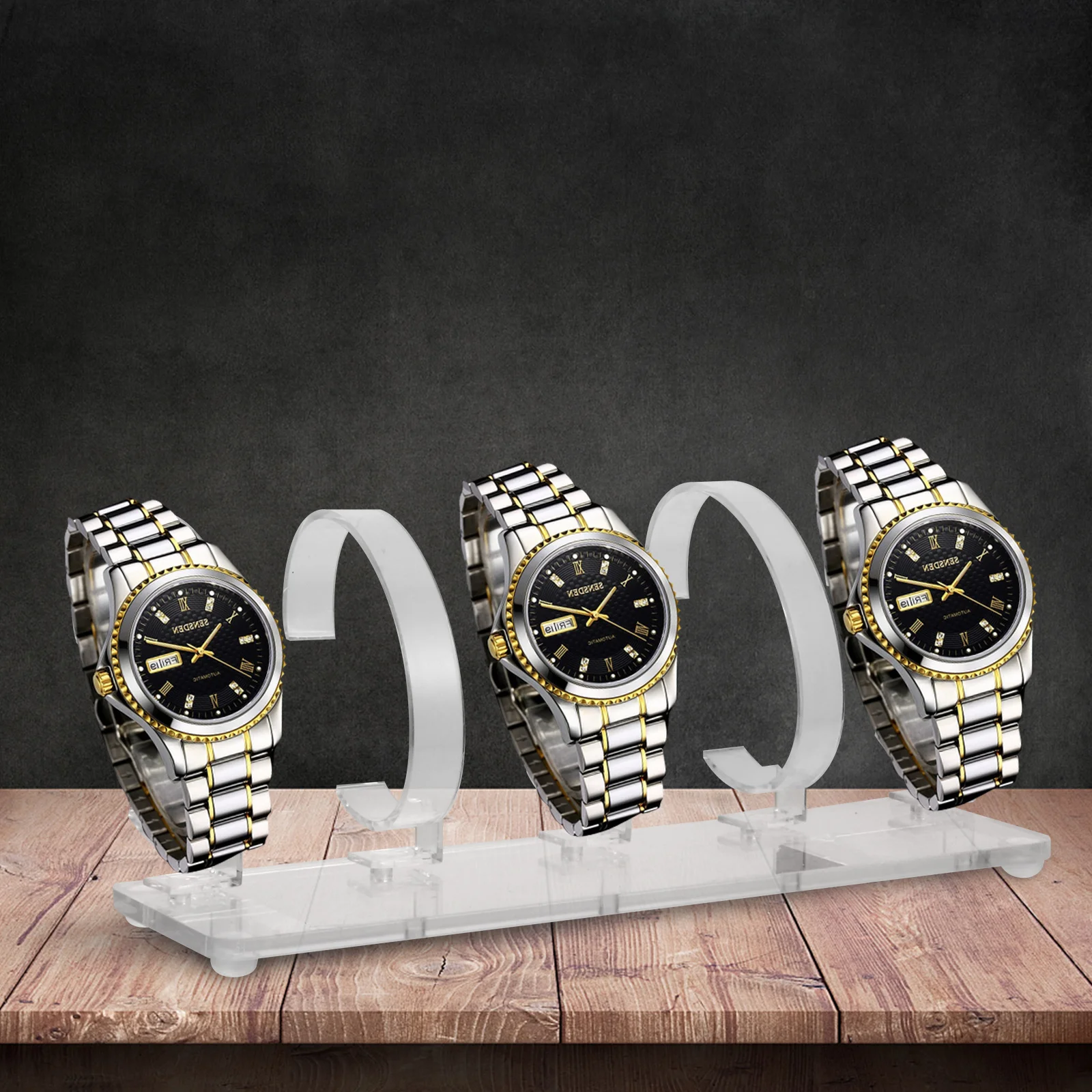 

1Pcs Durable Acrylic Watch Display Stand Removable Bracket Shelf C-Ring All-Directions View Elegant Jewelry Showcase