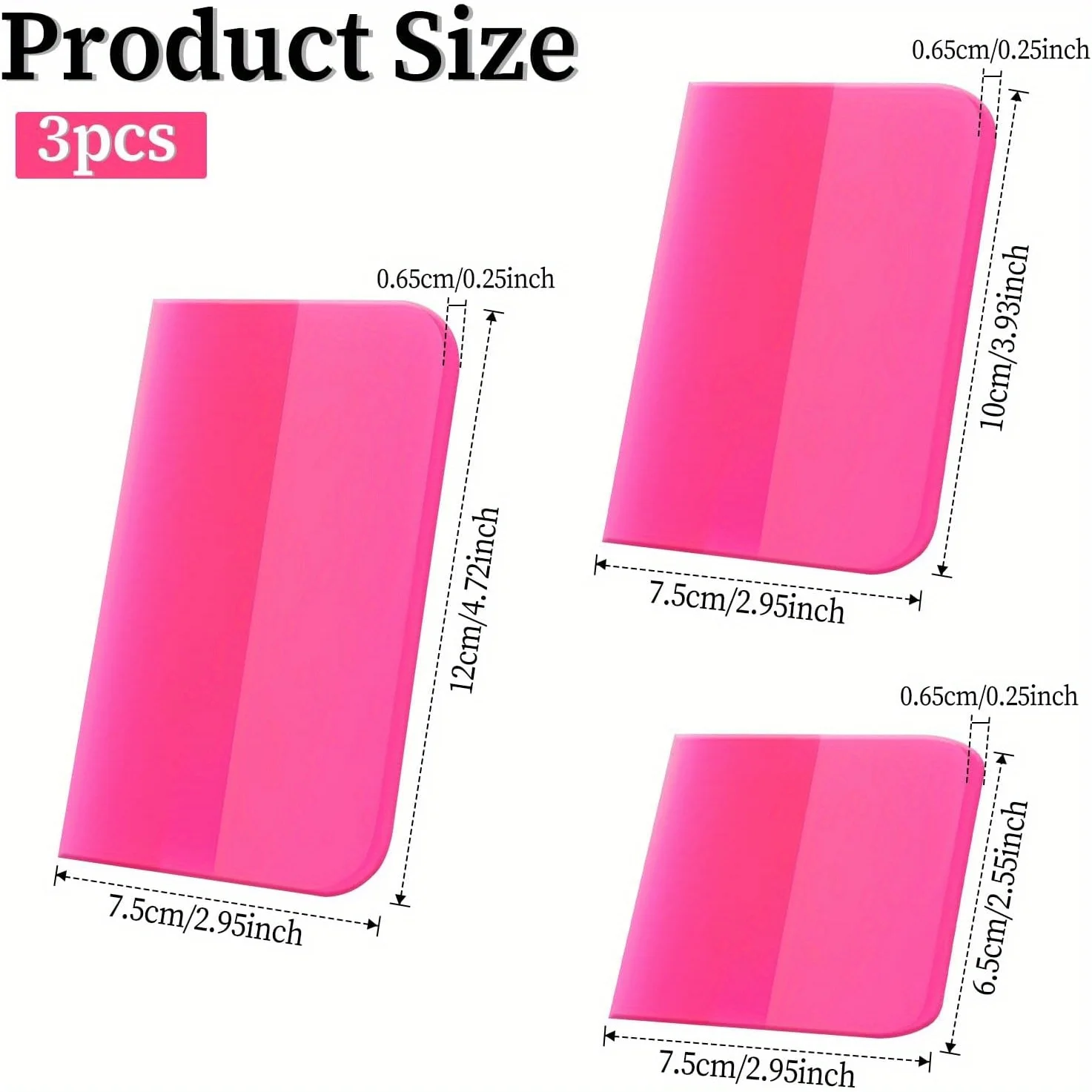 3 Rosa Auto-TPU-Gummi-Schaber PPF Kratzfestes Vinyl-Wrapping- und Fenstertönungs-Werkzeug in Verschiedenen Größen Geeignet für Autos – Detail 2