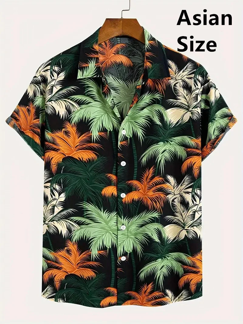 

Лето 2025 г., гавайская мужская рубашка, повседневная рубашка с цветочным 3d принтом, пляжное растение для журавля, 6xl, распродажа, Blusao, рубашки с кокосовой пальмой, одежда