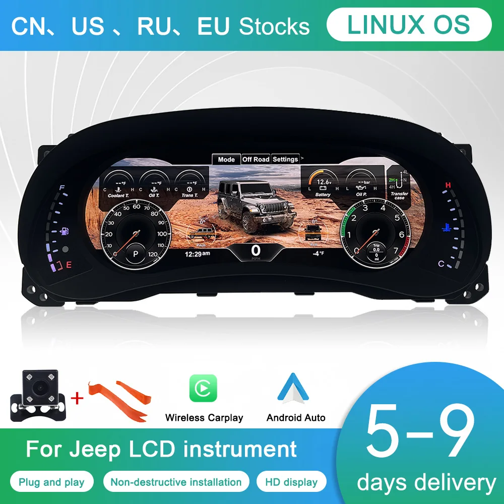 

Car Digital Cluster Instrument For Jeep Wrangler JK 2011-2017 LCD Speedometer Dashboard Display Panel Virtual Cockpit Linux