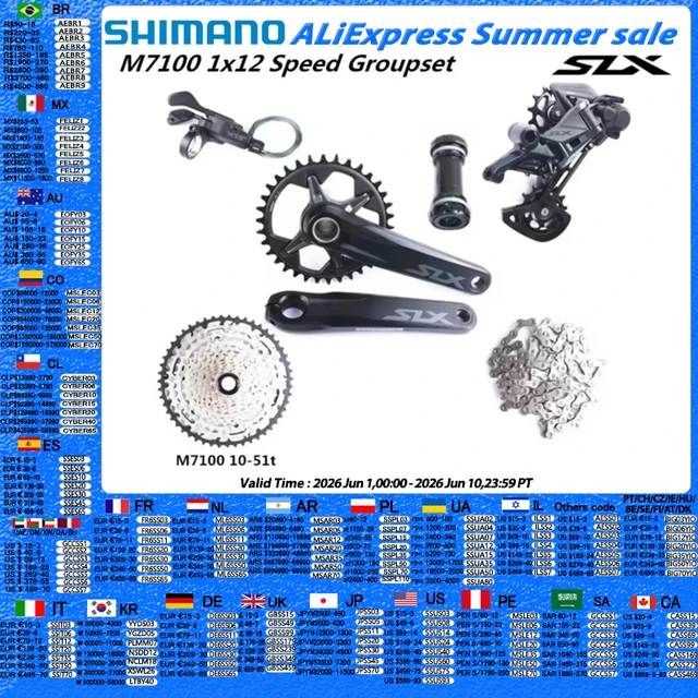 Zestaw SHIMANO SLX M7100 170mm 175mm 32T 34T Zestaw 1x12-rzędowy M7100 Przerzutka Tylna Manetka Przerzutki Mechanizm Korbowy Kaseta Micro Spline