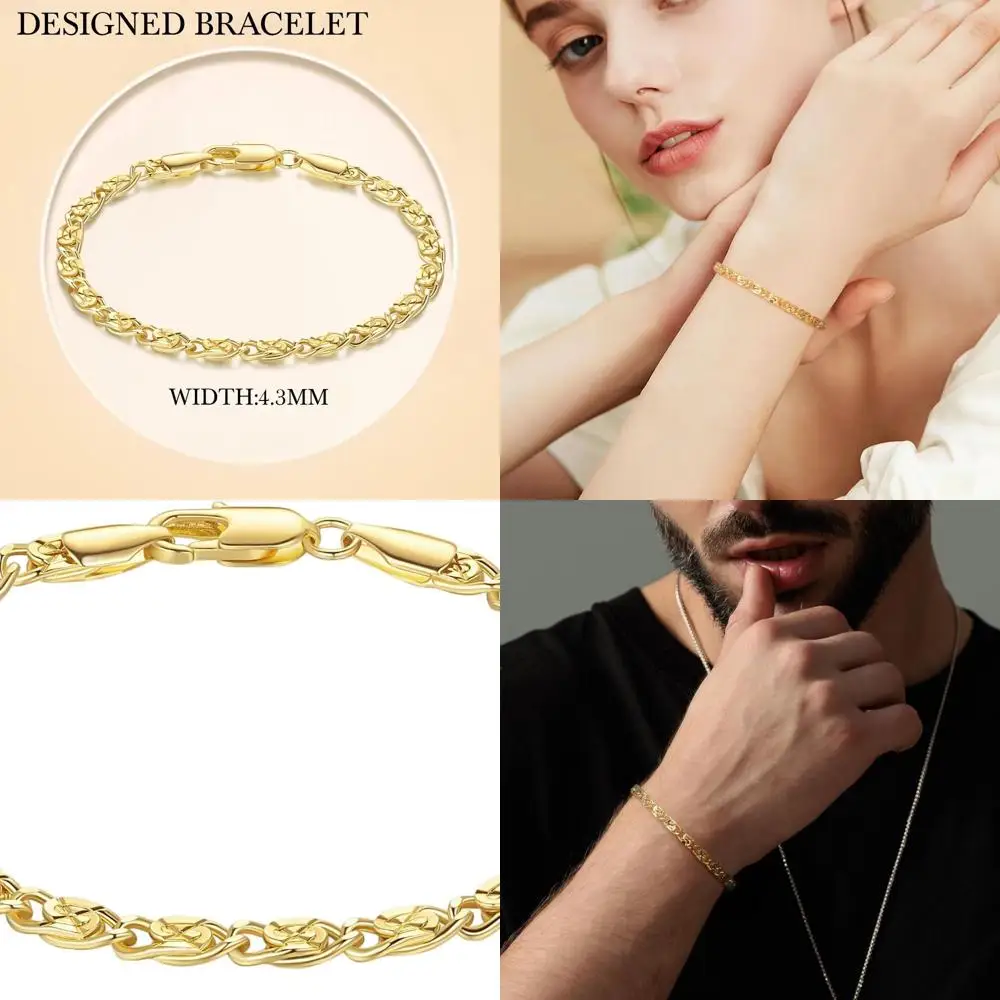 

Женский изящный кубинский браслет из 14-каратного золота, размеры от 6,5 до 9 дюймов