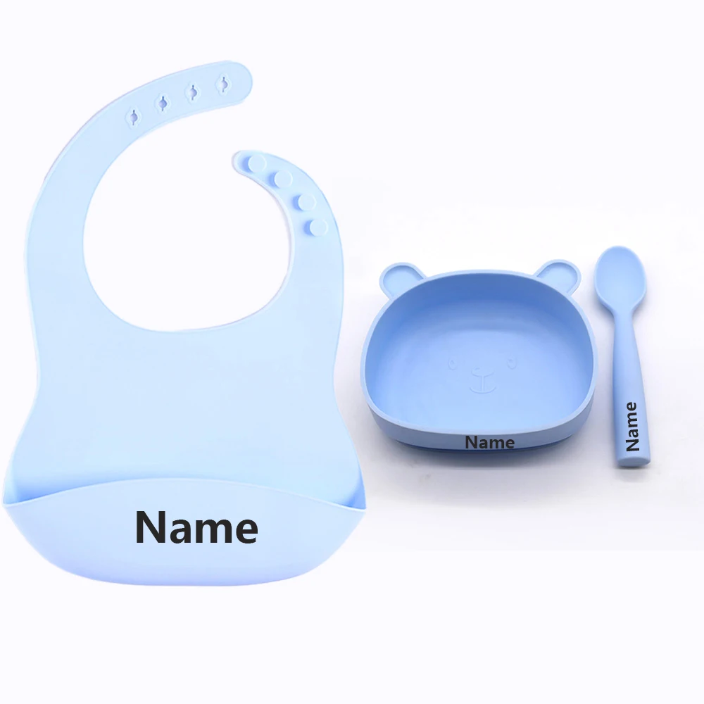 Silicone Tableware Set Waterproof and Easy to Clean Free Name Engraving Creative Gifts Customized for Babies