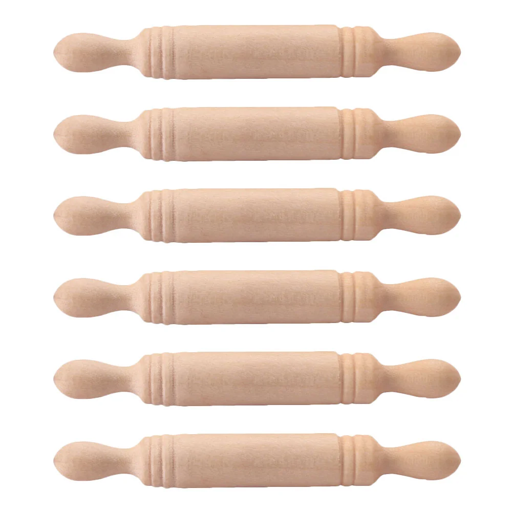 

6 Pcs Shiwan Rolling Stick Tiny Kitchenware Kids Toys Kid's Tool Decor Mini Wooden Playing House Child