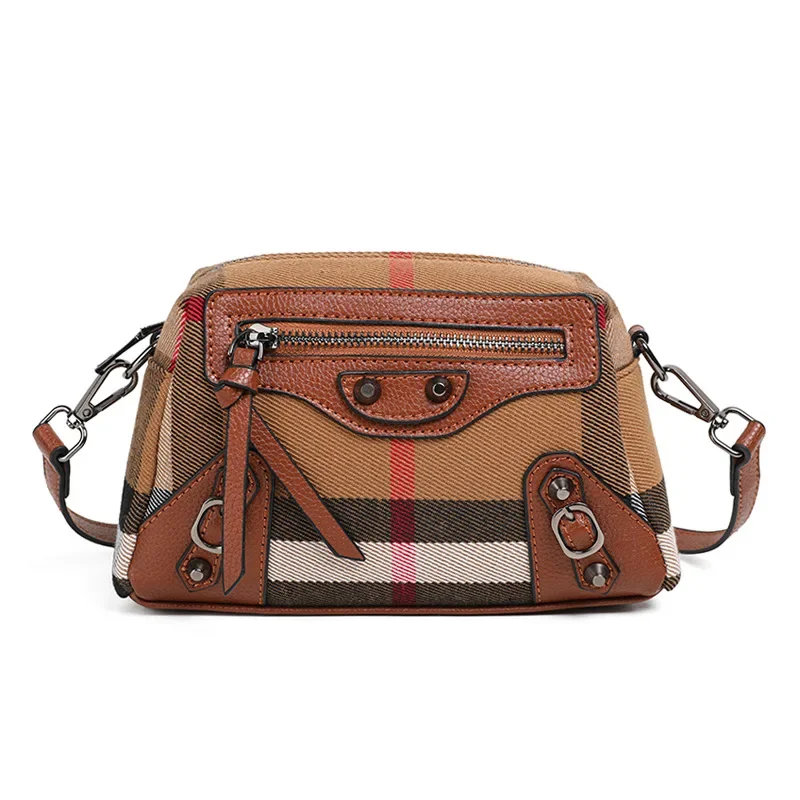 new-genuine-leather-canvas-bag-plaid-camera-bag-single-shoulder-crossbody-bag-small-square-bag-contrasting-color-women's-bag