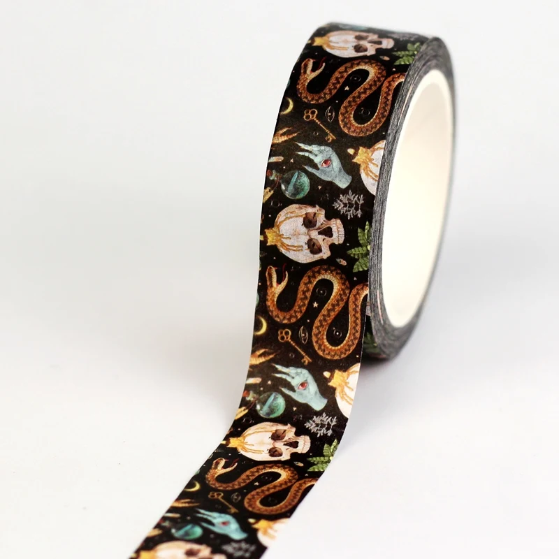 2026 New 1X 10M Decor Skull Flower Halloween Washi Tape Set for Scrapbooking Journal DIY Craft Masking Tape Stationery Supplies