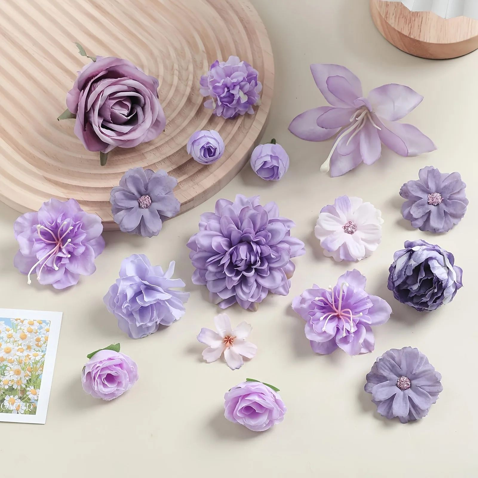 47 Stück gemischte künstliche Blumen aus Seide, künstliche Blumen für Heimdekoration, Hochzeitsdekorationen, Ornamente, DIY-Bastelgeschenke, Girlanden-Zubehör – Detail 6