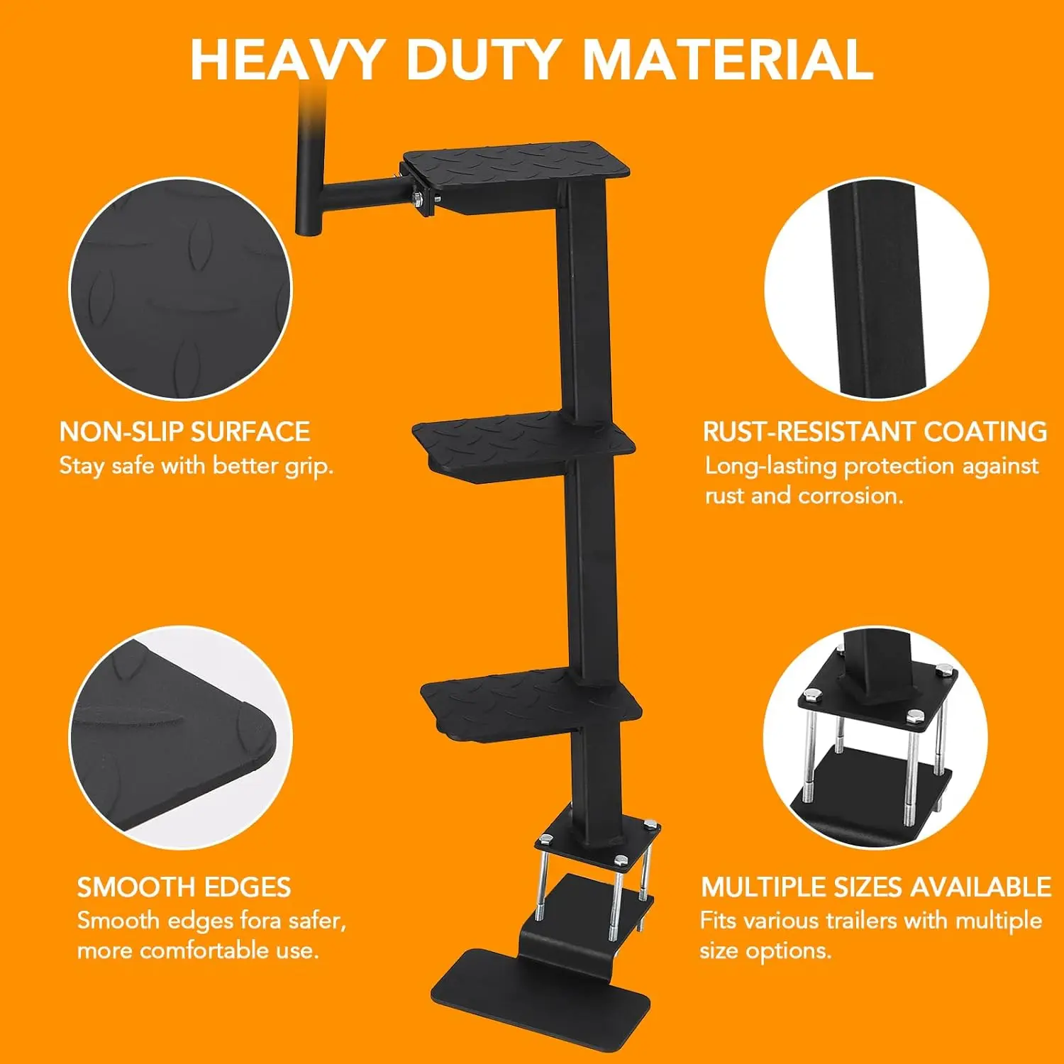خطوة مقطورة القارب شديدة التحمل، سطح غير قابل للانزلاق، مناسبة عالمية للوصول إلى لسان المقطورة، سعة تحميل 460 رطلاً #6