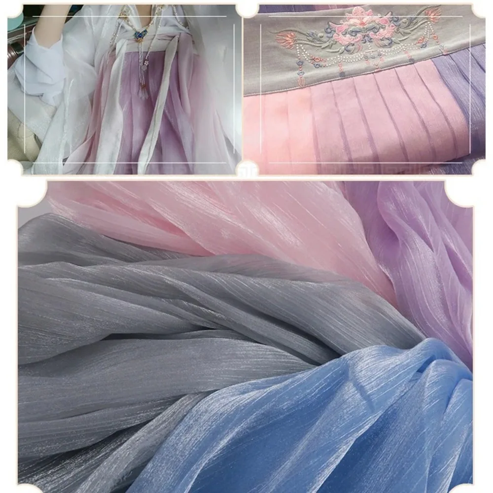 Elegant ระลอกน้ํา Organza ผ้า DIY Bright Hanfu ผ้า 1 M Crepe Gauze Tulle งานแต่งงานตกแต่ง