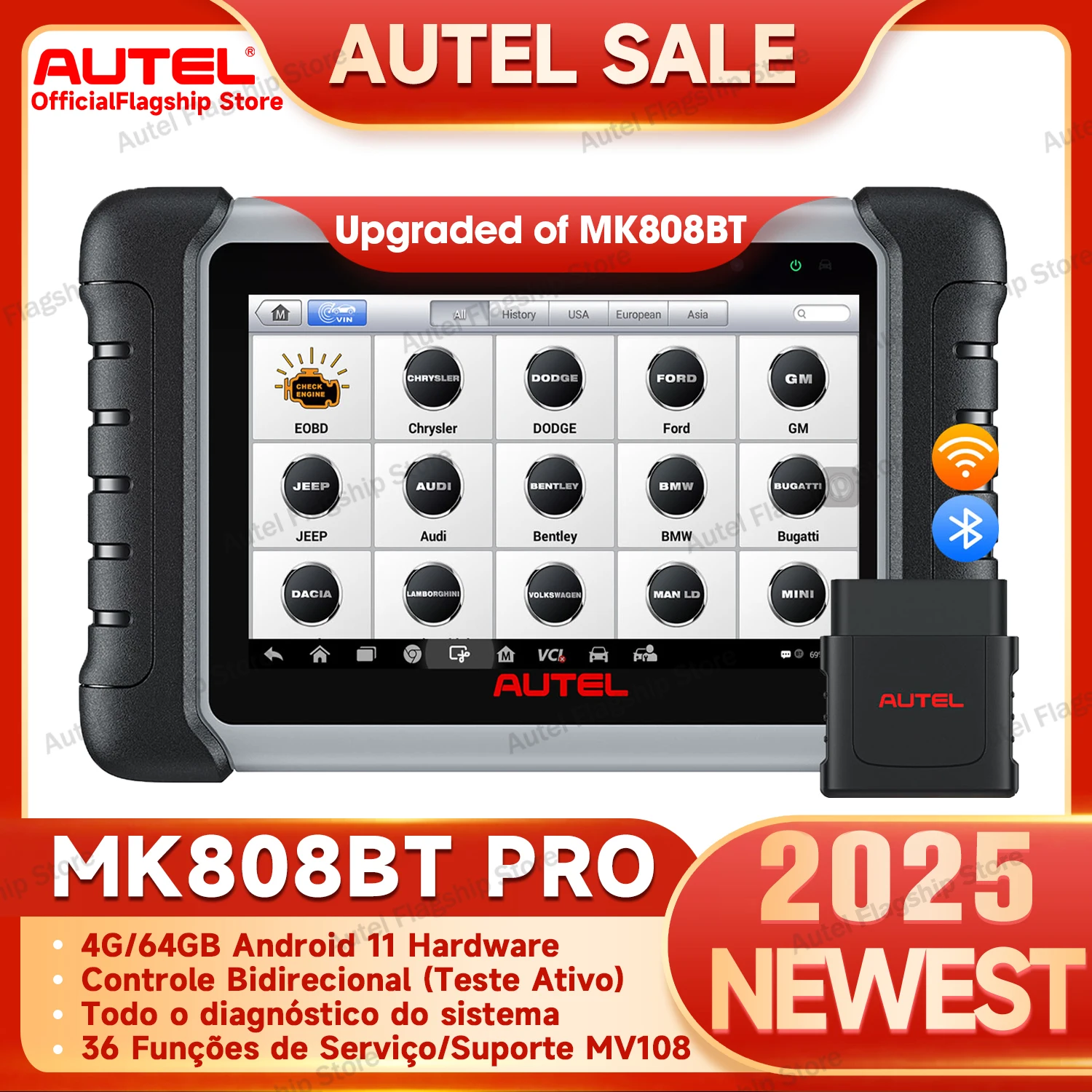 Autel MaxiCOM MK808BT OBD2 диагностика авто сканер диагностический инструмент автомобильная Марка EOBD диагностический автомотоск