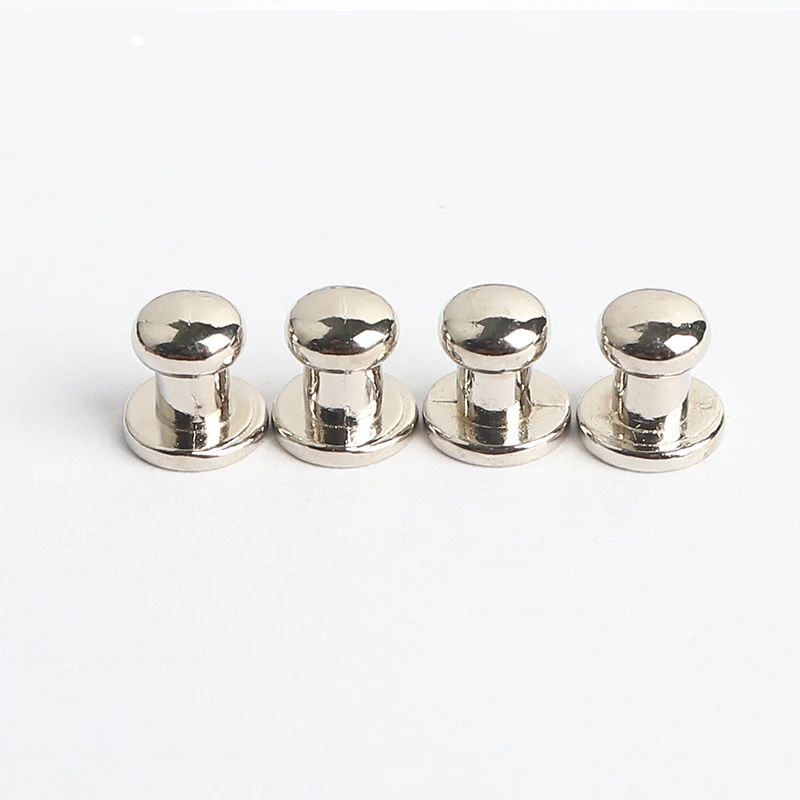 100sets Silver Solid Alloy Round Head Stud Spot Screwback CraftLeather Bag Belt Chicago Button Screw Nail Rivet