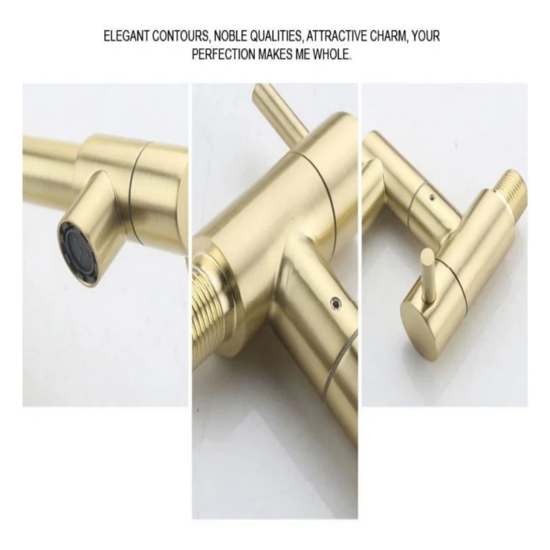 وعاء النيكل حشو الحنفية الحائط طوي المطبخ صنبور واحد الباردة الأسود صنبور مصرف الدورية للطي صنبور نحى الذهب