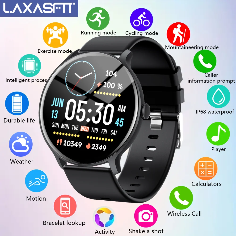 

LAXASFIT 2025 Новые мужские умные часы для спорта и фитнеса IP68 Водонепроницаемые Bluetooth-вызовы для Android IOS Смарт-часы для женщин