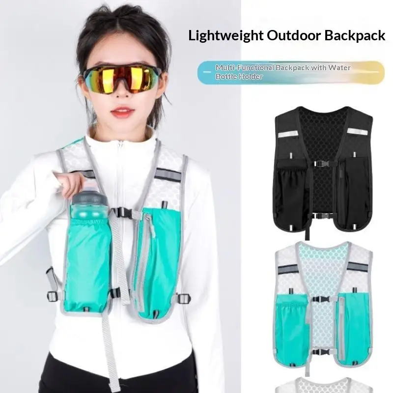 Unisex Running Hydration Vest Adjustable Chest Strap Lightweight Reflective For Marathon