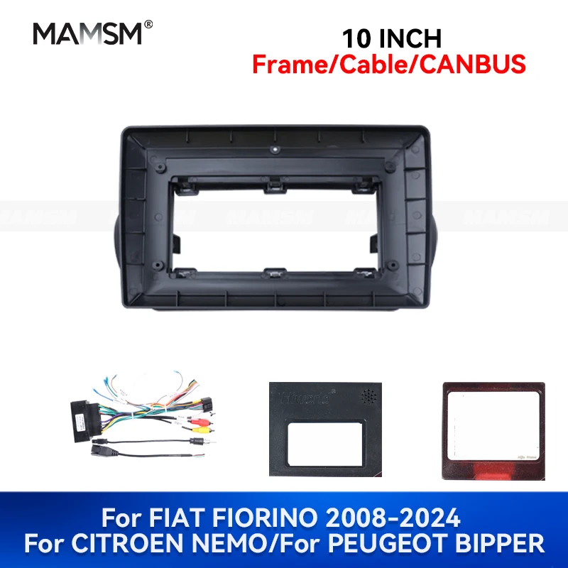 MAMSM 10 Pulgadas para FIAT FIORINO CITROEN NEMO PEUGEOT BIPPER 08-24, Radio GPS para Coche, Marco de Panel de Control, Kit de Cable CANBUS