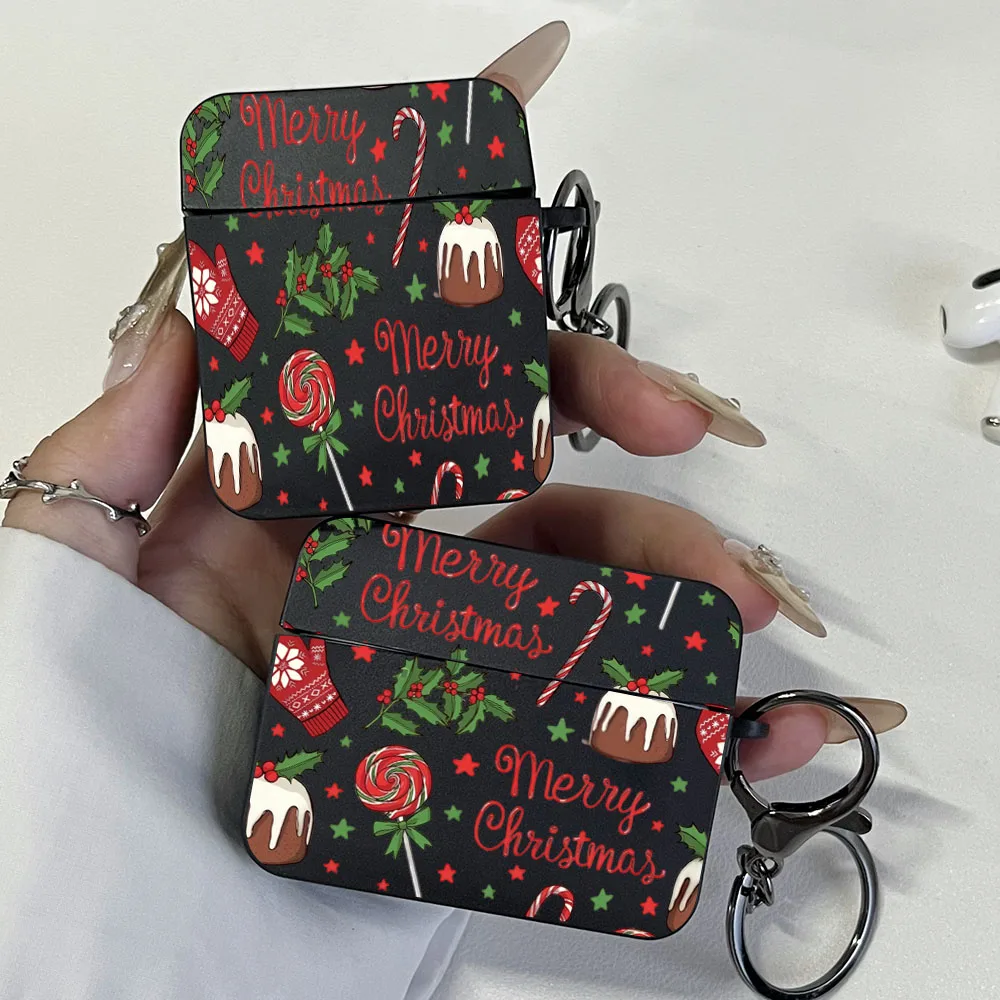 

Merry Christmas Lollipop Pudding Shockproof Case for Apple Airpods Pro2/Pro, Airpods 4, 3,1, 2 Wireless Bluetooth Earphone Case