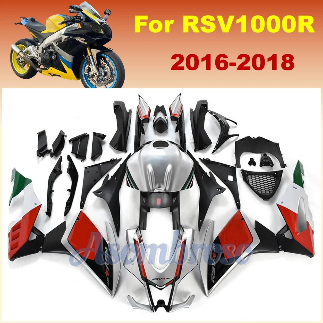 

ABS Injection Fairing kits Fit for Aprilia RSV1000 2016 2017 2018 RSV 1000R RSV4 Motorcycle Aftermarket Part Fairings+Tank Cover