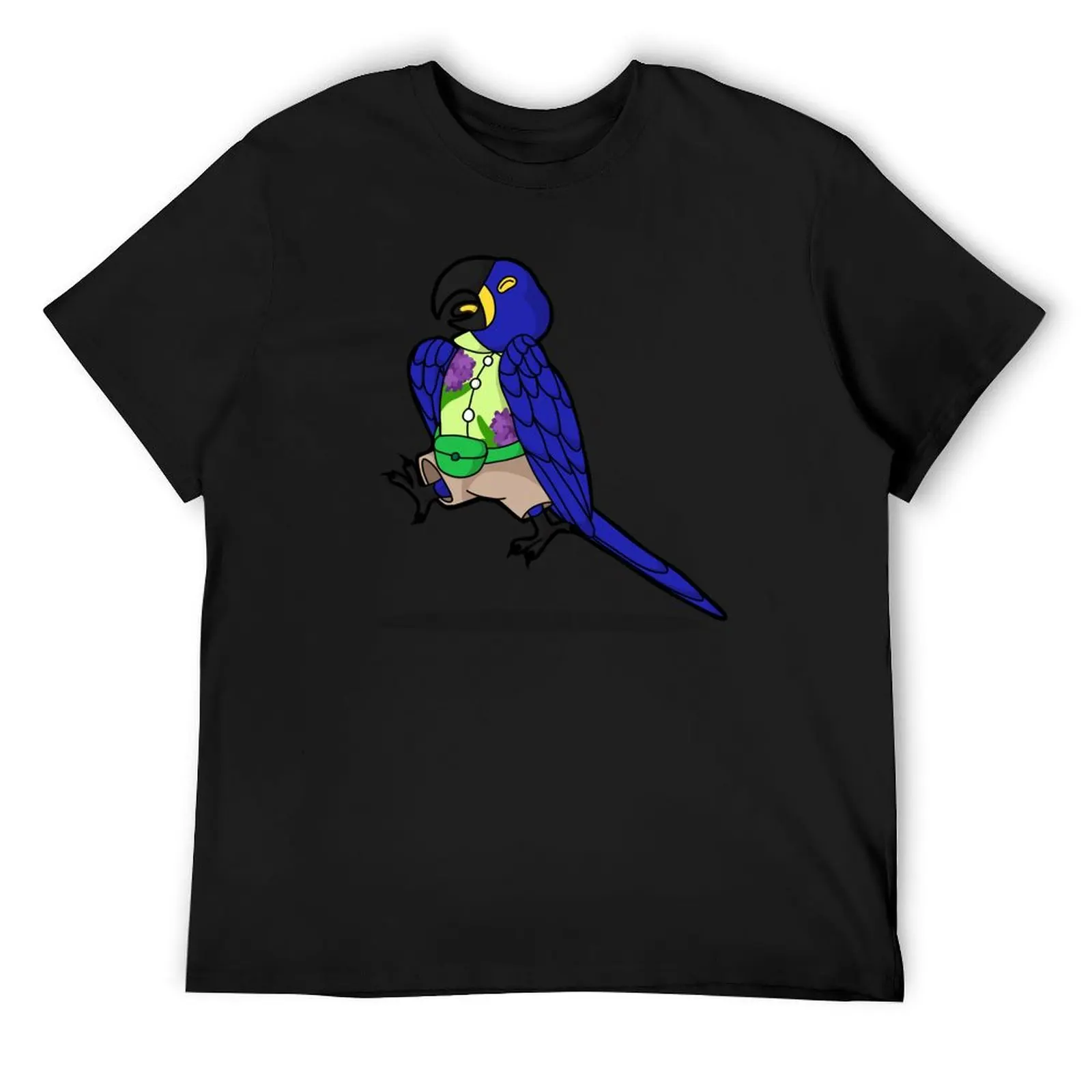 Hyacinth Macaw jumping for joy! T-Shirt street wear anime stuff summer top T-shirts for men cotton