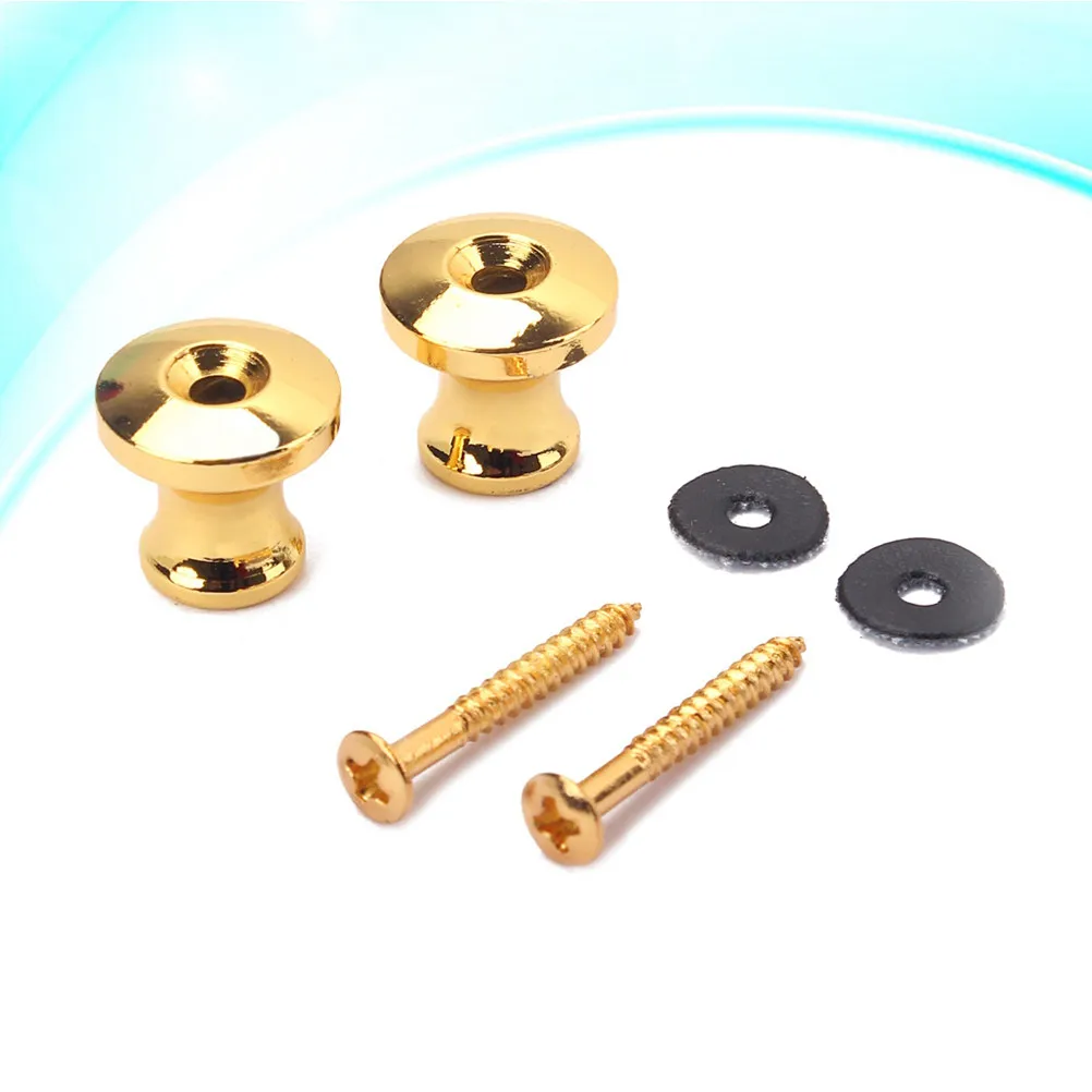 2Pcs Guitar Strap Button Lock Set Gold Plated Copper Straplocks for Secure Instrument Fastening Compatible with Electric
